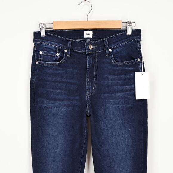 Edwin Bree Mid Rise Crop Stretch Denim Jean Night Sky Blue Size 28 NWT - Picture 2 of 7